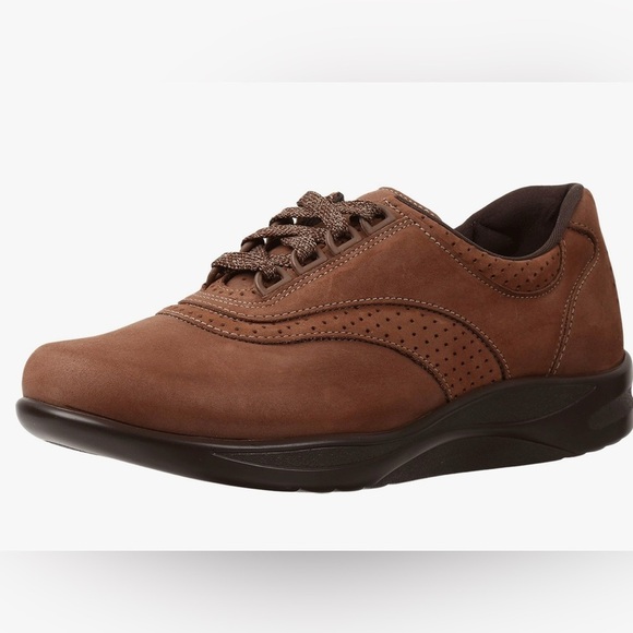 SAS Walk Easy Orthotic Walking Shoes Womens Size 8WW Brown Leather *PREOWNED - Picture 1 of 4